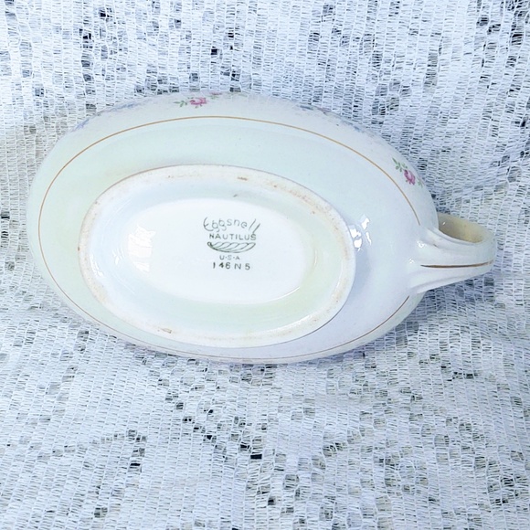 VINTAGE HOMER LAUGHLIN EGGSHELL NAUTILUS FLORAL GRAVY BOAT CIRCA 1946 - Picture 6 of 12